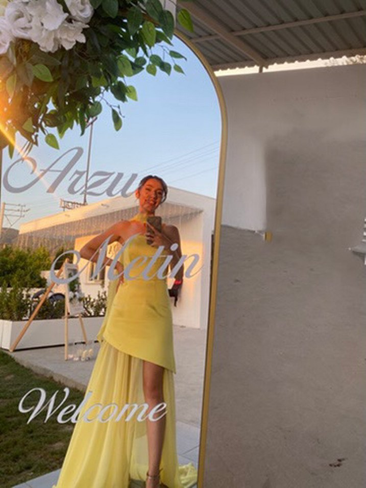 Sarı Uzun Straplez Kadın  Elbise DCEY marka - Görsel 4