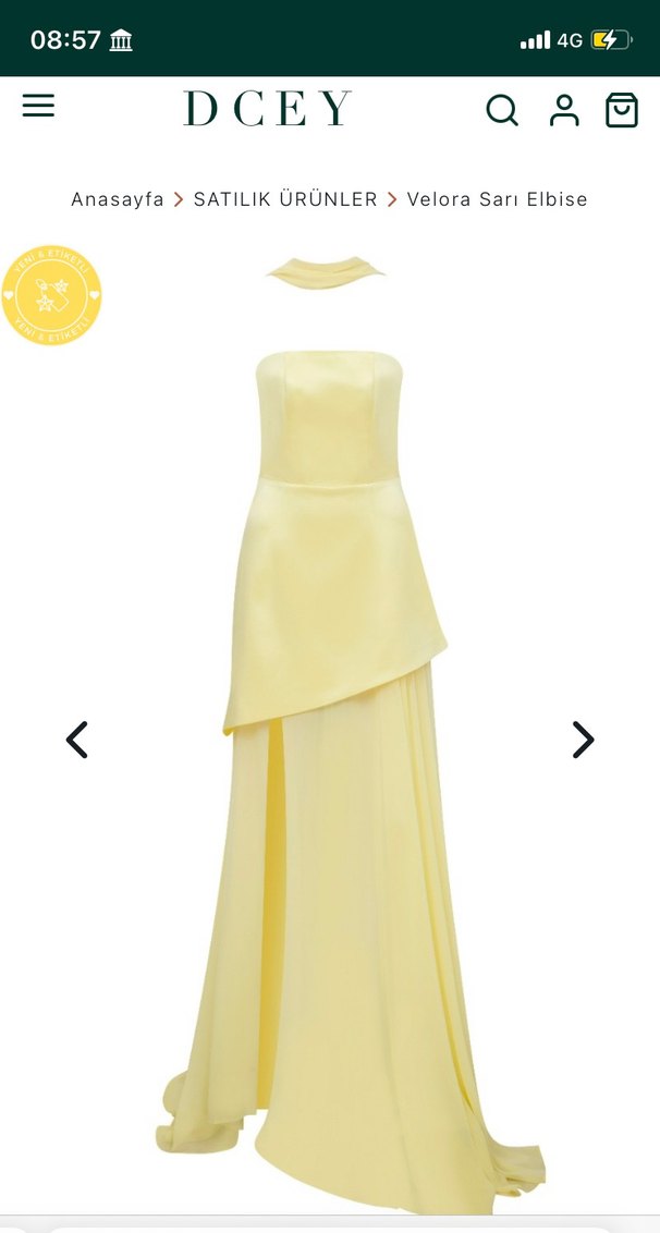 Sarı Uzun Straplez Kadın  Elbise DCEY marka - Görsel 5