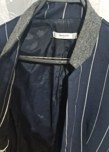 38 Beden Düğmeli Çizgili Mini Kadın Blazer