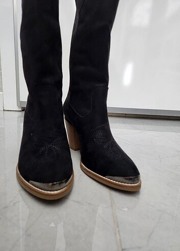 39 Beden siyah Renk Siyah süet kovboy çizme