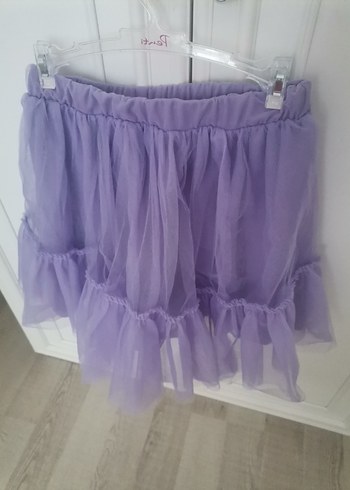 10 Yaş Beden Mor Fırfırlı Kız Etek lastikli