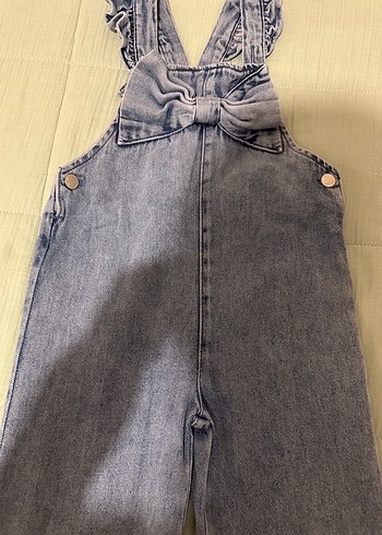 LC Waikiki Kızlar İçin Gri Batik Desenli Rahat Denim Tulum