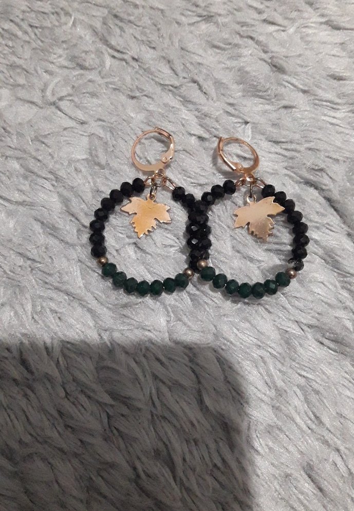 Mini Boncuklu Siyah Bohem Küpe - Görsel 2