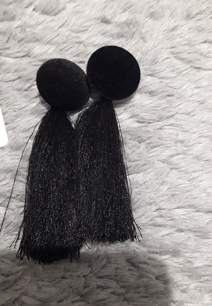 Siyah Kürk Detaylı Mini Küpe Seti - Görsel 4