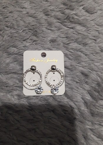 Gri Payetli Mini Daire Küpe - Görsel 2