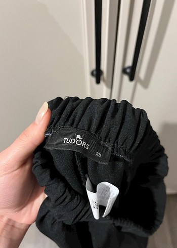 Siyah Yüksek Bel Kadın Kumaş Pantolon - Görsel 2