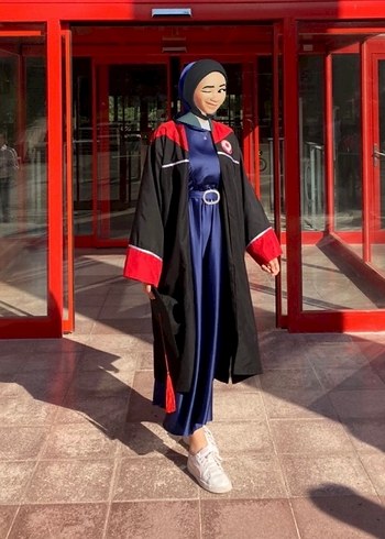 Kadın Lacivert Uzun Saten Elbise - Görsel 3