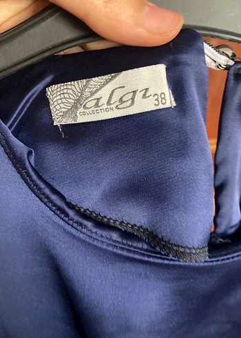 Kadın Lacivert Uzun Saten Elbise - Görsel 2