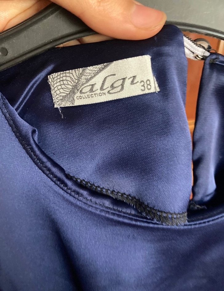 Kadın Lacivert Uzun Saten Elbise - Görsel 2