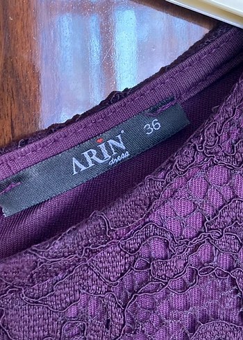 Uzun Kollu Mor Dantel Kadın Abiye Elbise - Görsel 3