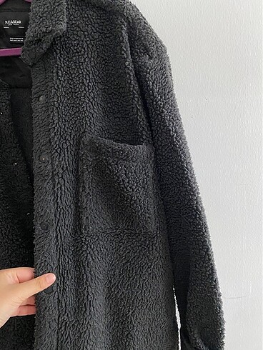 l Beden gri Renk pull and bear peluş ceket