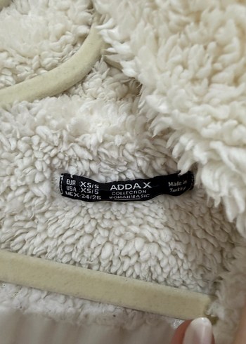 Beyaz Peluş Kadın Ceket, Geniş Kesim, Midi Boy - Görsel 3