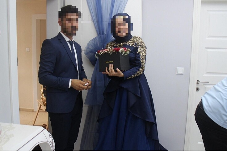 m Beden lacivert Renk Gönül Kolat abiye nişanlık