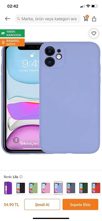 iphone 11 telefon kabı lila
