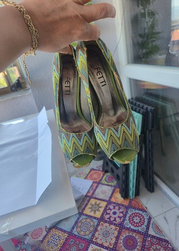 Accessory Collective Renkli Desenli Platform Topuklu Kadın Ayakkabı