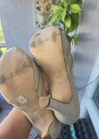 bej taşlı platform topuk stiletto - Görsel 5