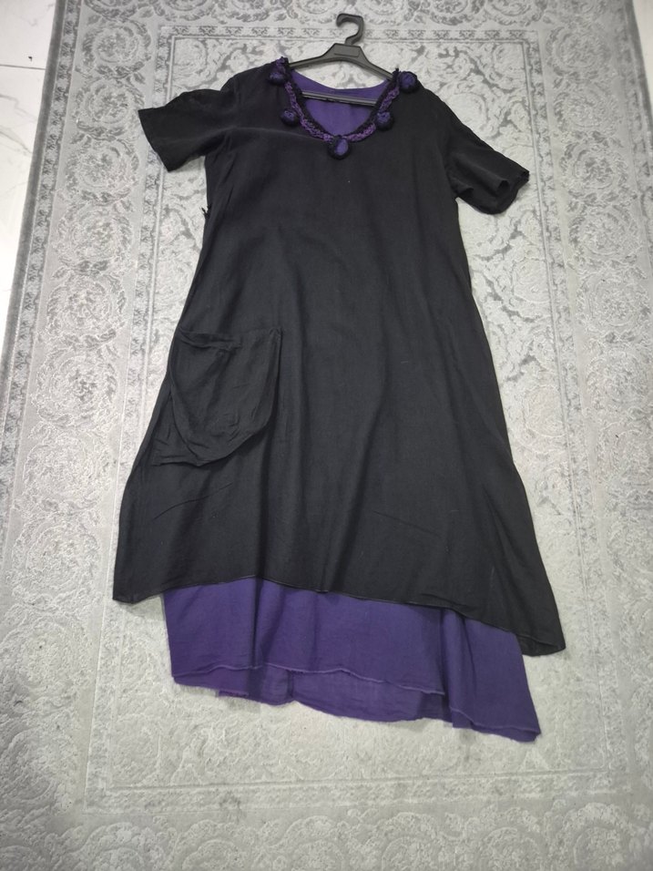 Uzun Mor şile bezi Elbise - Görsel 4