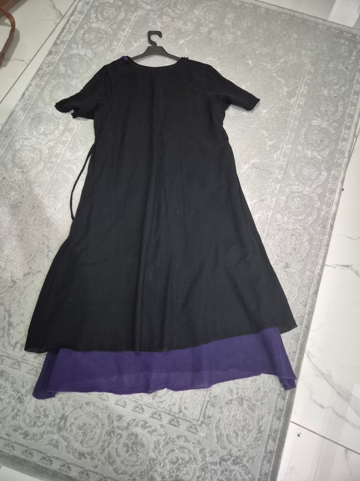 Uzun Mor şile bezi Elbise - Görsel 5