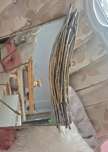 gold gümüş Detaylı Dekoratif Ayna - Görsel 9