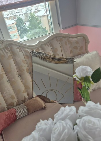 gold gümüş Detaylı Dekoratif Ayna - Görsel 8