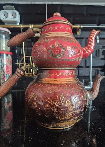 Kırmızı Bakır Çaydanlık - Görsel 4