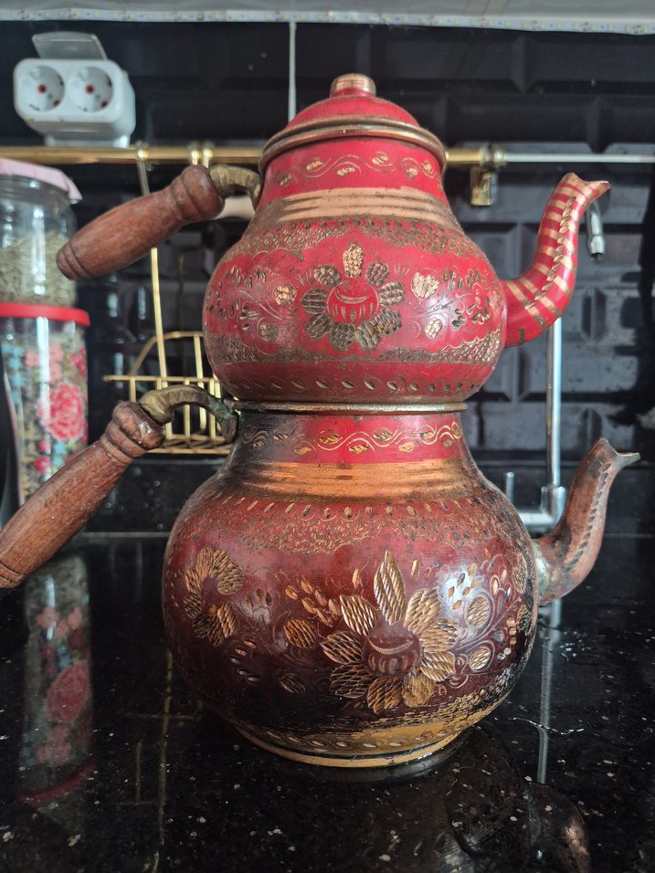 Kırmızı Bakır Çaydanlık - Görsel 4