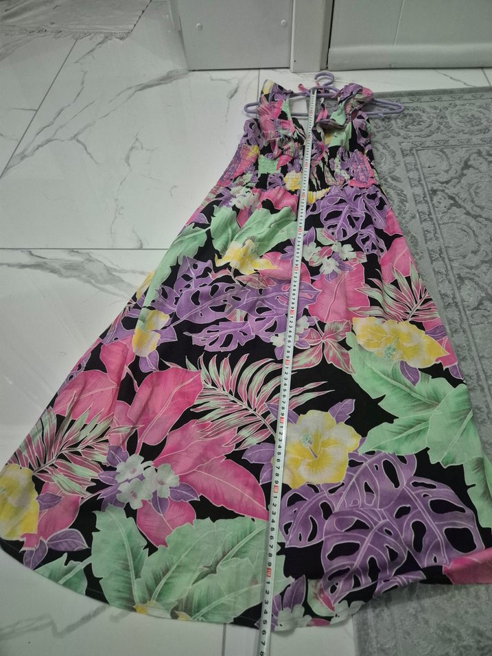 Renkli Bohem Uzun Elbise - Görsel 3