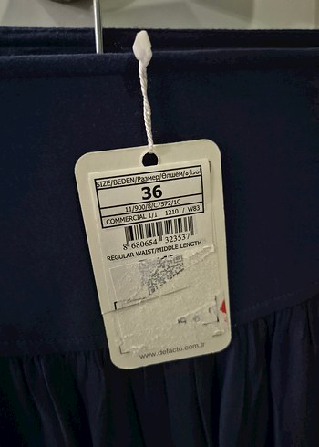 Düğmeli Lacivert Midi Etek - Görsel 3