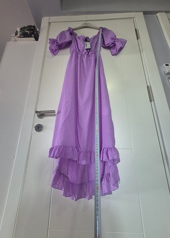 Mor Uzun Bohem Fırfırlı Elbise - Görsel 9