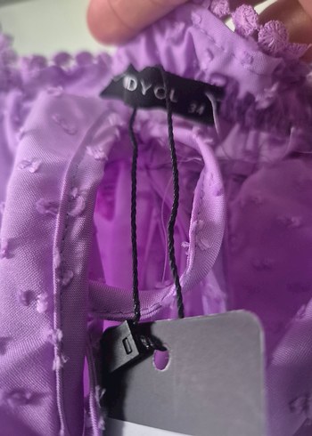 Mor Uzun Bohem Fırfırlı Elbise - Görsel 4