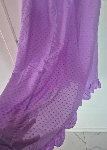 Mor Uzun Bohem Fırfırlı Elbise - Görsel 6