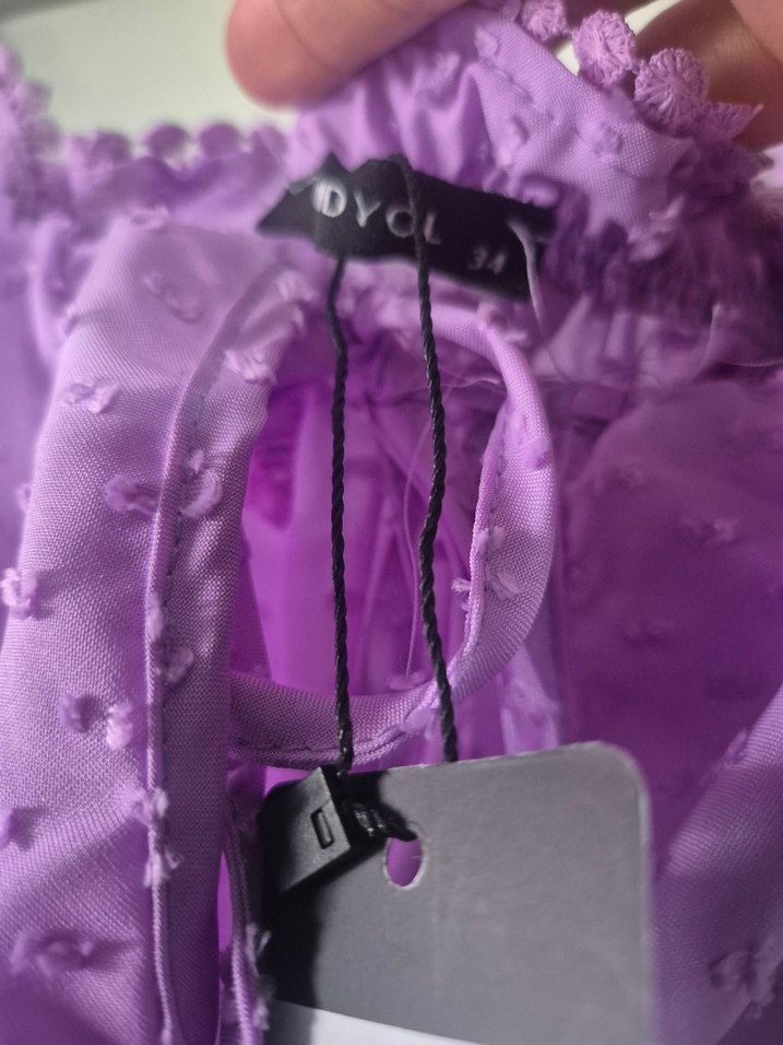 Mor Uzun Bohem Fırfırlı Elbise - Görsel 4