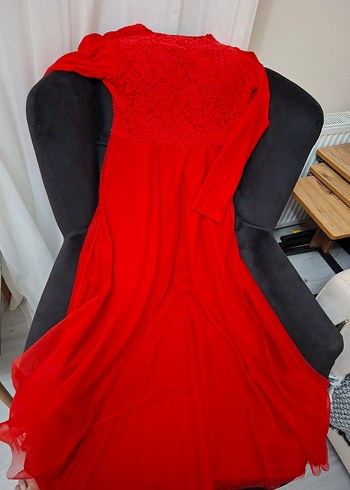 kırmızı abiye elbise. en net rengi 2. foto - Görsel 4