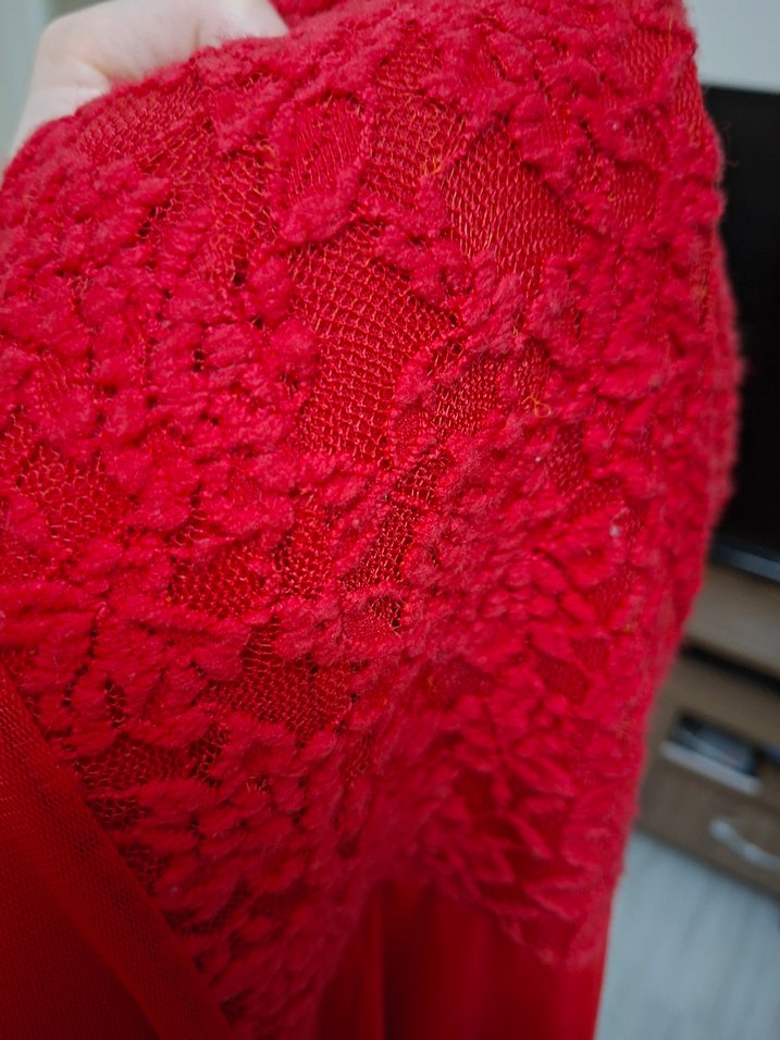 kırmızı abiye elbise. en net rengi 2. foto - Görsel 2