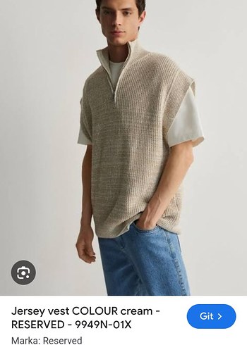 Erkek Krem Rengi Yarım Fermuarlı Triko Süveter - Görsel 2