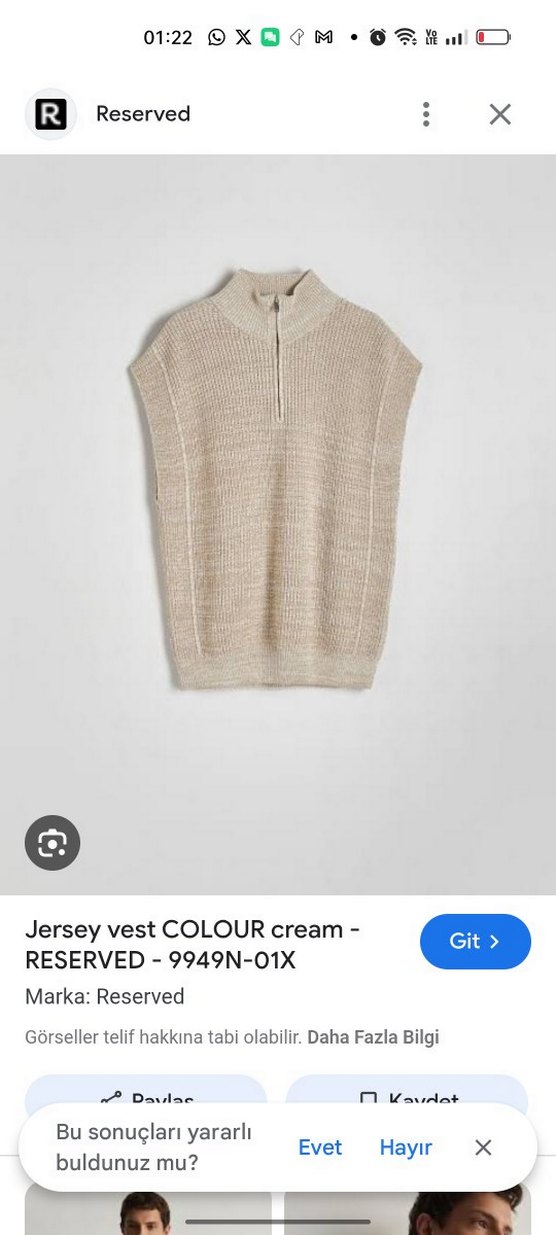 Erkek Krem Rengi Yarım Fermuarlı Triko Süveter - Görsel 3