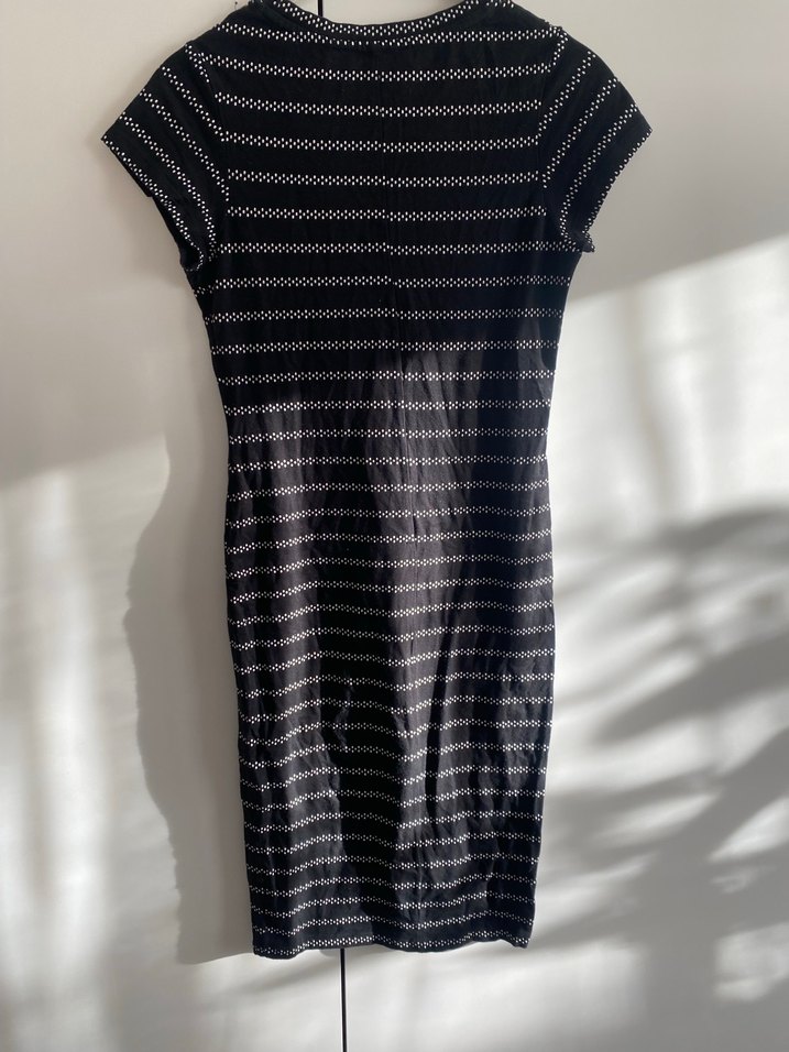 Siyah Gri Örgü Midi Elbise - Görsel 3