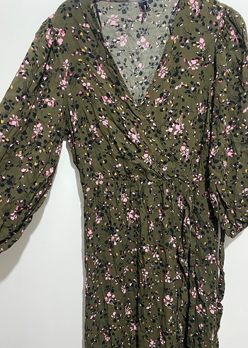 Yeşil Çiçek Desenli Midi Bohem Elbise - Görsel 3