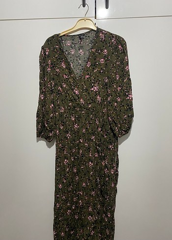 Yeşil Çiçek Desenli Midi Bohem Elbise - Görsel 2