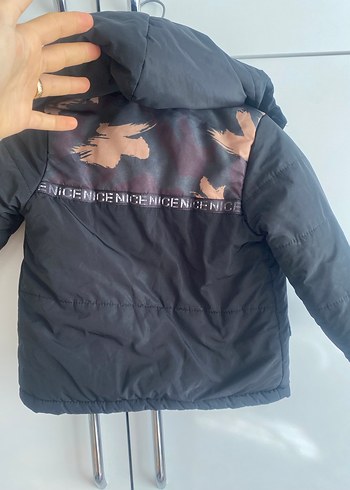 Erkek Çocuk Siyah Kamuflaj Desenli Kemerli Mont - Görsel 4