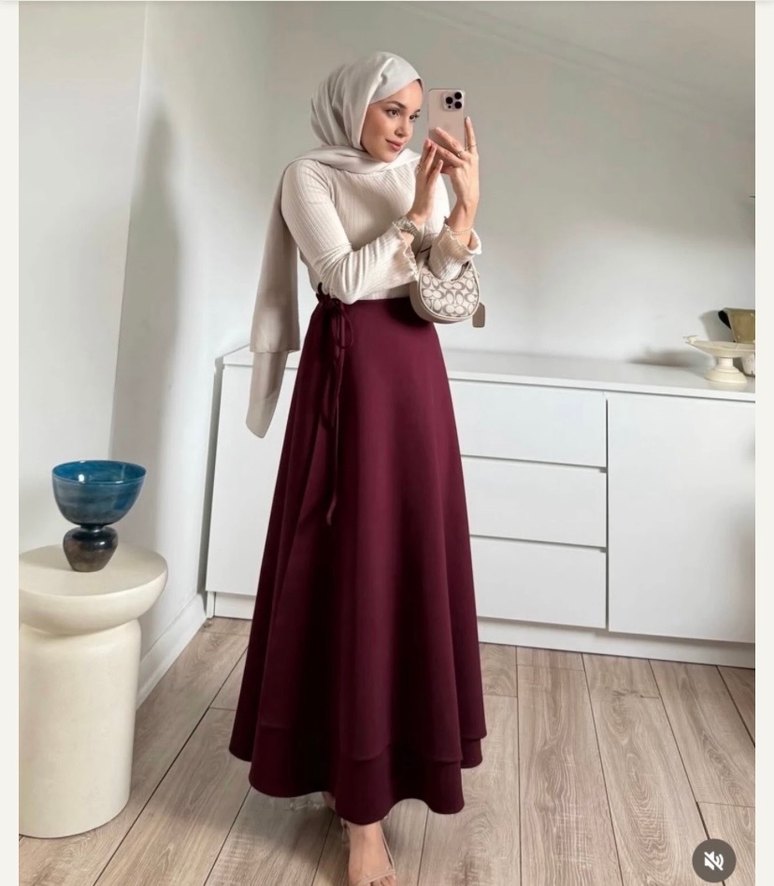 Bordo Salaş Uzun Etek - Görsel 2