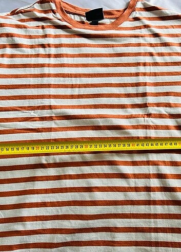 xl Beden Turuncu beyaz çizgili oversize büyük beden h&m tshirt