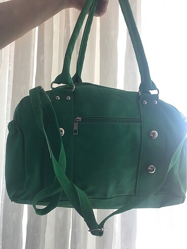 Yeşil renk çift askılı çanta