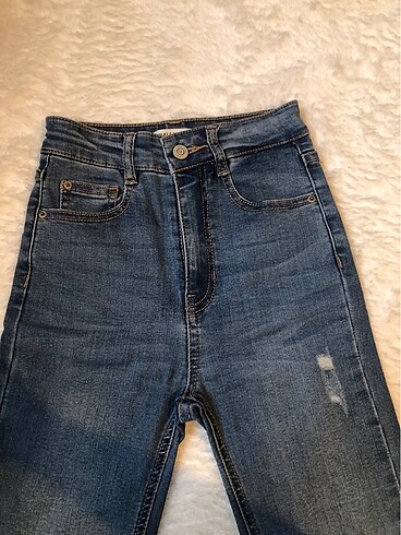 xs Beden lacivert Renk Pull & Bear yüksekbel jean