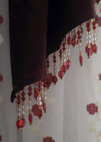 Bordo Nakışlı Tül Perde - Görsel 3