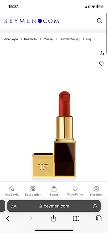  Beden kırmızı Renk Tom Ford Mini Boy Ruj