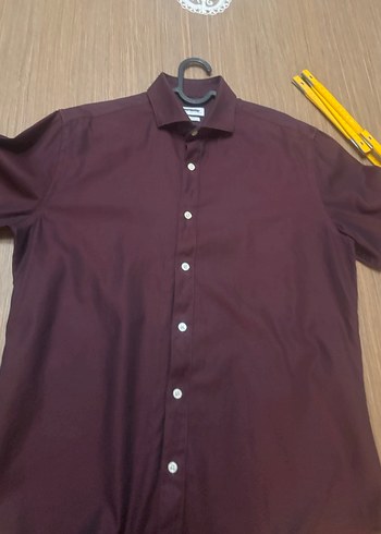 Bordo Erkek Uzun Kollu Düğmeli Gömlek - Görsel 2