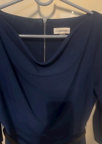 Kemerli Lacivert Uzun Kadın Elbise - Görsel 5