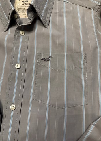 Gri Düğmeli Erkek Gömlek Uzun Kollu - Görsel 2