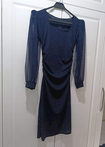 LACİVERT SİMLİ ELBİSE - Görsel 6